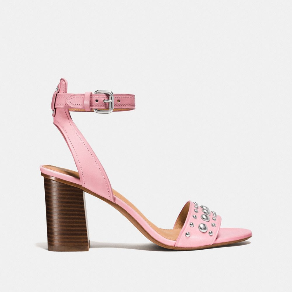 COACH®,PAIGE STUDDED HEEL,Leather,PINK/PINK,Angle View