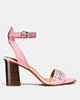 COACH®,PAIGE STUDDED HEEL,Leather,PINK/PINK,Angle View