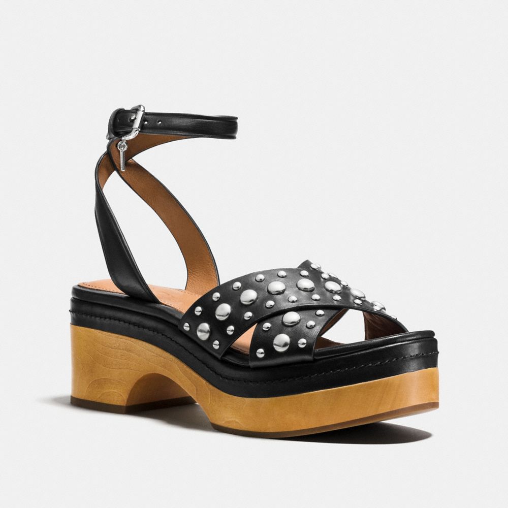 COACH®,ASTOR STUDDED CLOG,Leather,Black,Front View