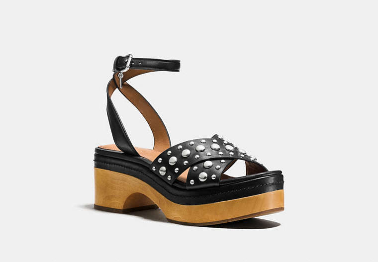 COACH®,ASTOR STUDDED CLOG,Leather,Black,Front View