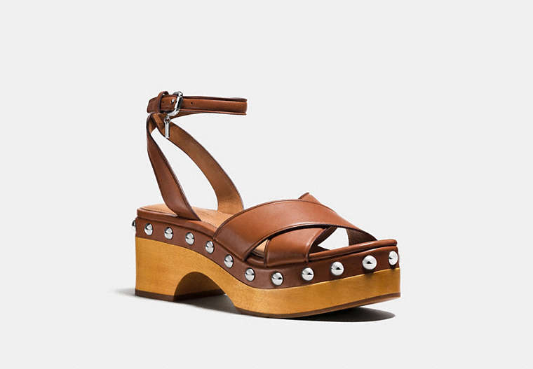 COACH®,ASTOR CLOG,Leather,Saddle,Front View