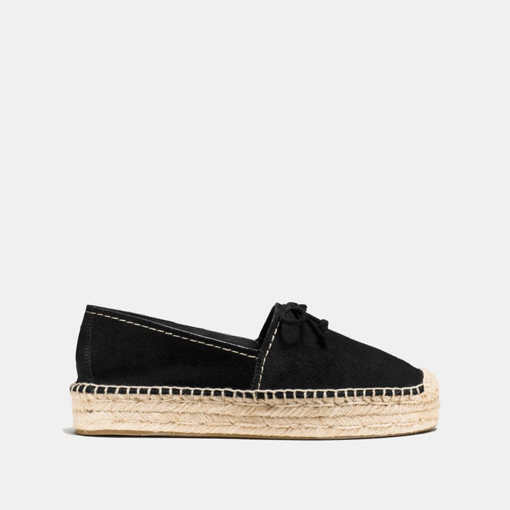 COACH®,RAE ESPADRILLE,Suede,Black,Angle View