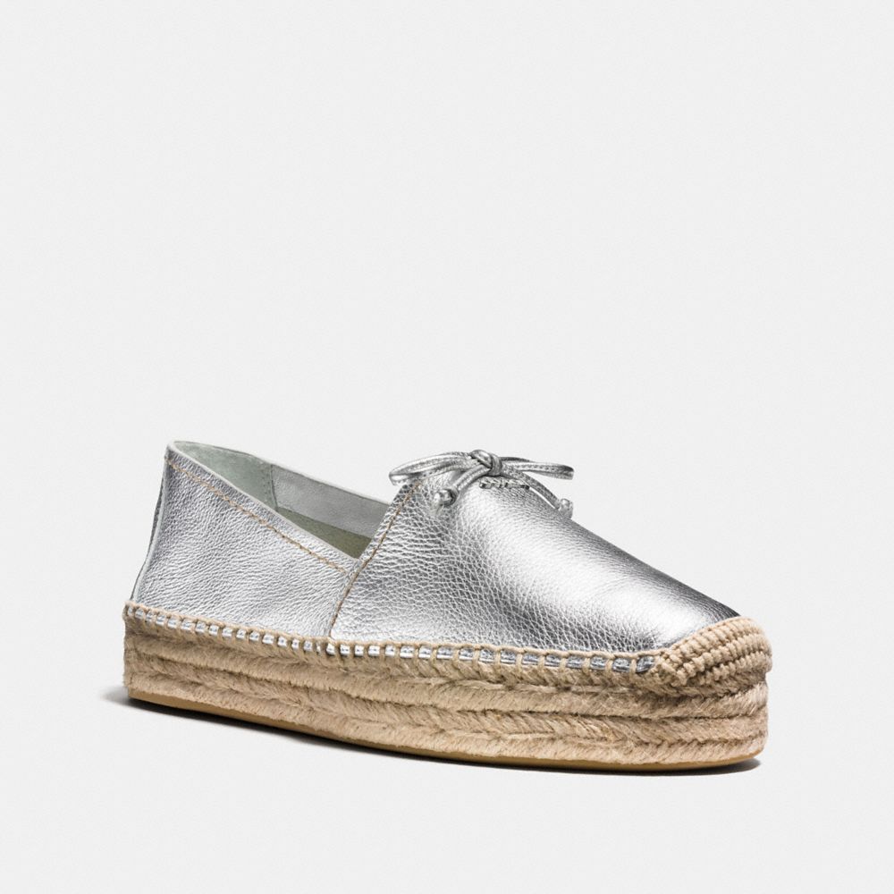 COACH®,RAE ESPADRILLE,Suede,Silver,Front View