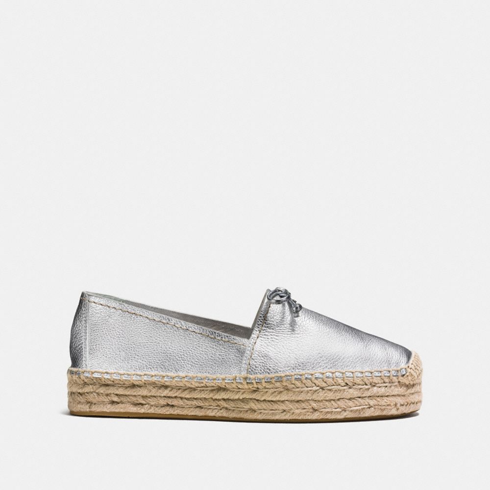 COACH®,RAE ESPADRILLE,Suede,Silver,Angle View