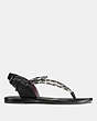 COACH®,CLARKSON SANDAL,Mixed Material,BLACK/BLACK WHITE,Angle View