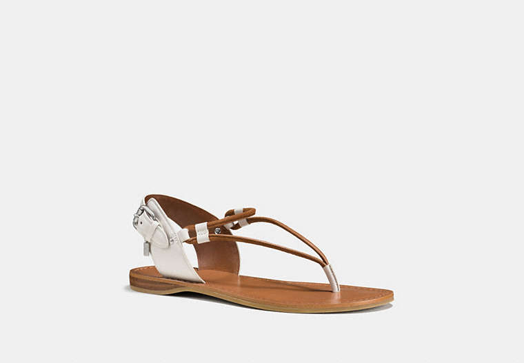 COACH®,CLARKSON SANDAL,Mixed Material,CHALK/SADDLE,Front View