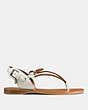 COACH®,CLARKSON SANDAL,Mixed Material,CHALK/SADDLE,Angle View