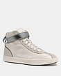 COACH®,C213 HIGH TOP SNEAKER,Leather,Chalk,Front View