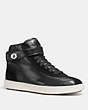 COACH®,C213 HIGH TOP SNEAKER,Leather,Black,Front View