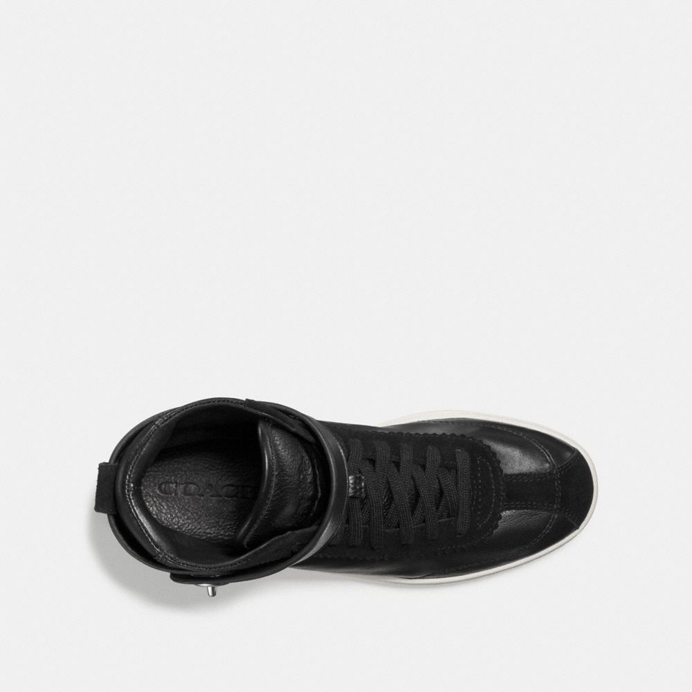 COACH®,C213 HIGH TOP SNEAKER,Leather,Black,Inside View,Top View