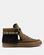 COACH®,ROCCASIN CUT OUT SNEAKER,Suede,Khaki/Black,Angle View