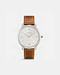 COACH®,DELANCEY SLIM WATCH, 36MM,Leather,Saddle,Front View