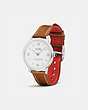COACH®,DELANCEY SLIM WATCH, 36MM,Leather,Saddle,Angle View