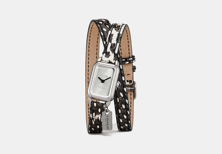 COACH®,LUDLOW DOUBLE WRAP WATCH WITH CHARM, 17MM X 24MM,Leather,PYTHON,Front View