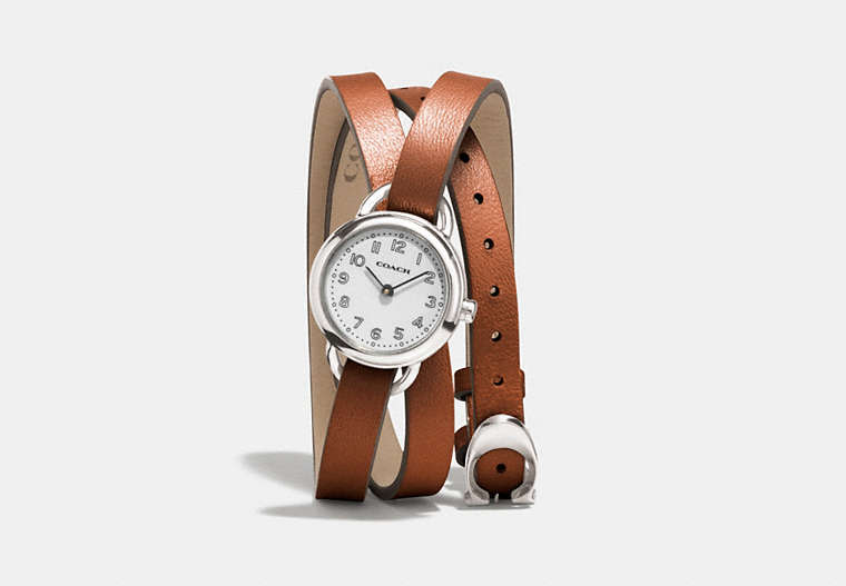 COACH®,DREE WATCH, 23MM,Leather,Brown,Front View