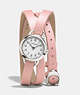 COACH®,DREE WATCH, 23MM,Leather,PINK,Front View
