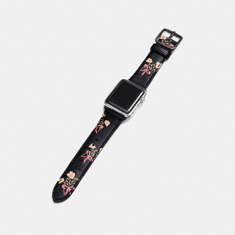 COACH®,BRACELET APPLE WATCH® À IMPRIMÉ,Cuir,Noir,Angle View