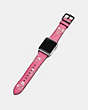 COACH®,APPLE WATCH® STRAP WITH PRINTS,Leather,BRIGHT PINK,Angle View