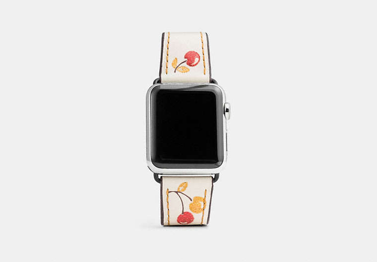 COACH®,APPLE WATCH® STRAP WITH PRINTS,Leather,Chalk Multi,Front View