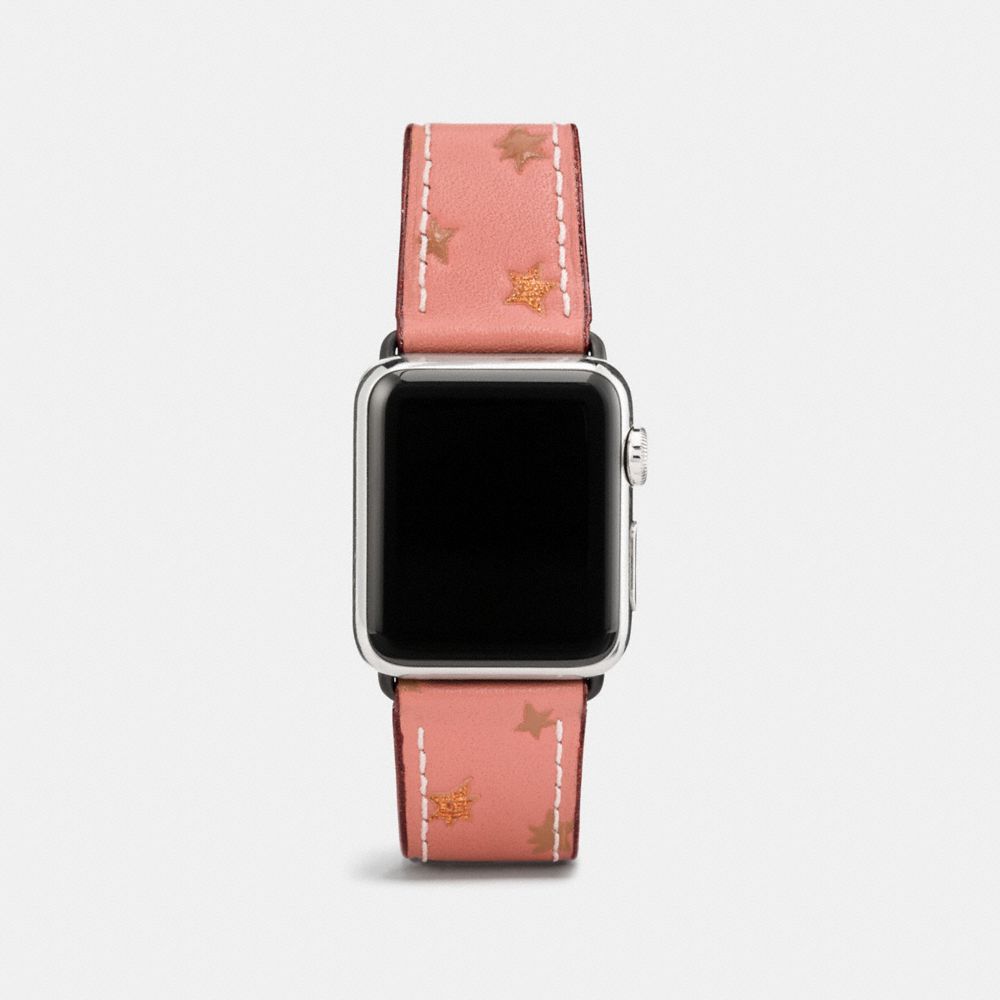COACH®,APPLE WATCH® STRAP WITH PRINTS,Leather,MELON,Front View