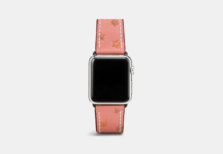 COACH®,APPLE WATCH® STRAP WITH PRINTS,Leather,MELON,Front View