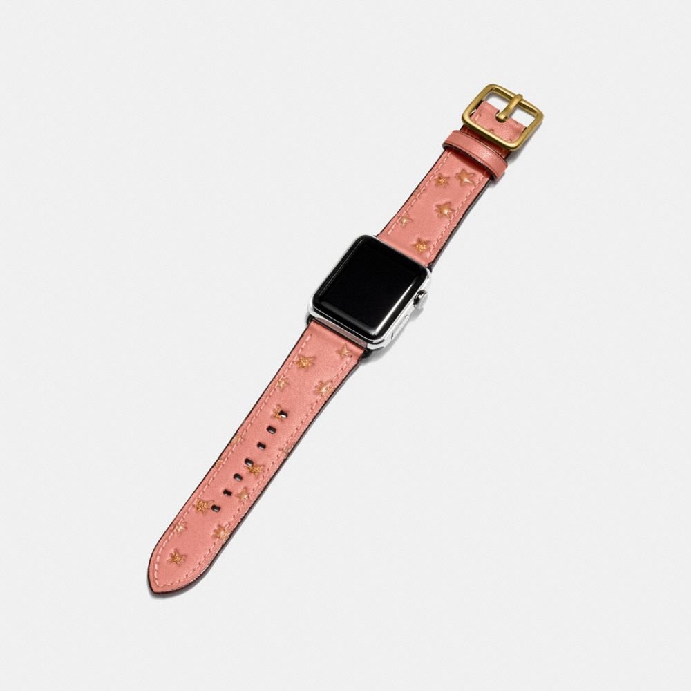 COACH®,APPLE WATCH® STRAP WITH PRINTS,Leather,MELON,Angle View