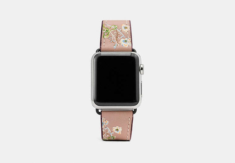 COACH®,APPLE WATCH® STRAP WITH PRINTS,Leather,Melon Multi,Front View