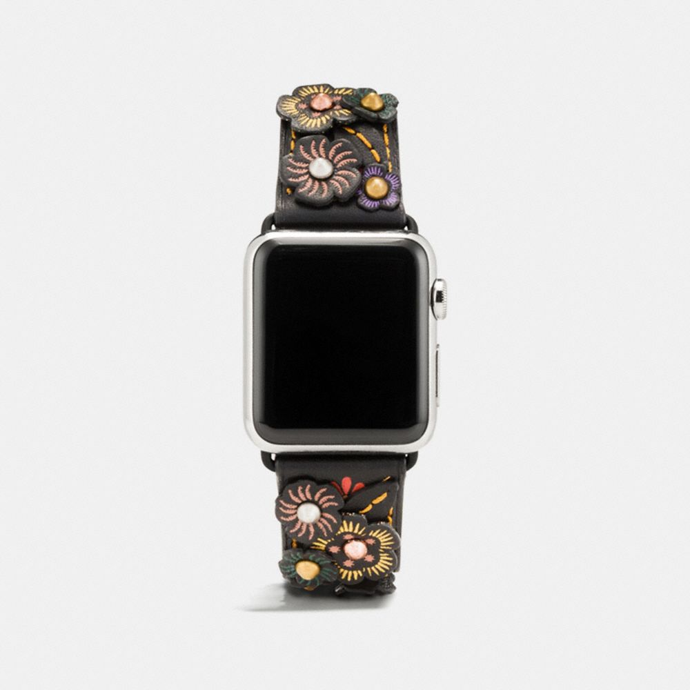 Bracelet Apple Watch® En Cuir Avec Appliqué Rose Thé