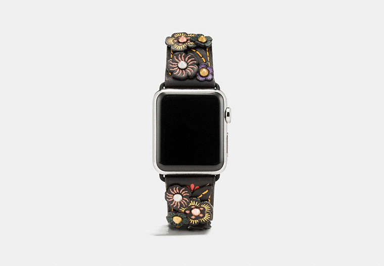 Bracelet Apple Watch® En Cuir Avec Appliqué Rose Thé