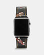 COACH®,APPLE WATCH® STRAP WITH CAR PRINT,Leather,Black,Front View