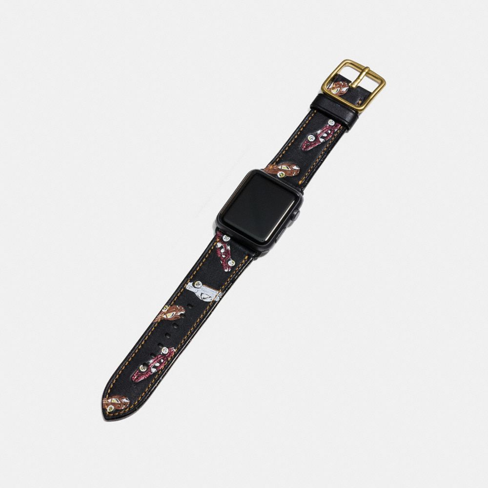 COACH®,Apple Watch® Strap With Car Print,,Angle View