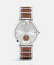 COACH®,1941 SPORT STAINLESS STEEL LEATHER LINK BRACELET WATCH,Mixed Material,Saddle,Front View