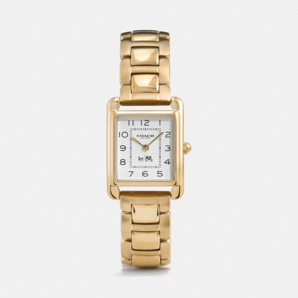 COACH®,PAGE GOLD PLATED BRACELET WATCH,Metal,Gold,Front View