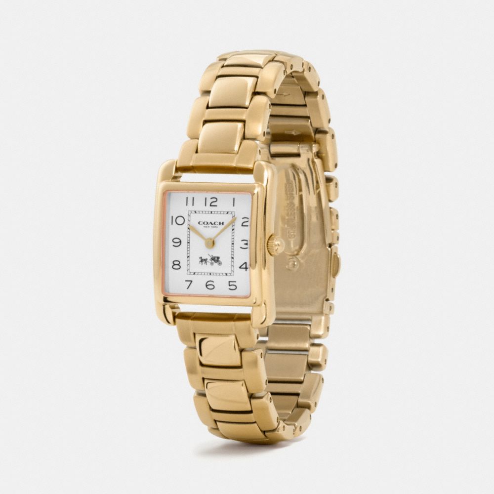 COACH®,PAGE GOLD PLATED BRACELET WATCH,Metal,Gold,Angle View