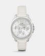 COACH®,BOYFRIEND 34MM STAINLESS STEEL CRYSTAL STRAP WATCH,Leather,White,Front View
