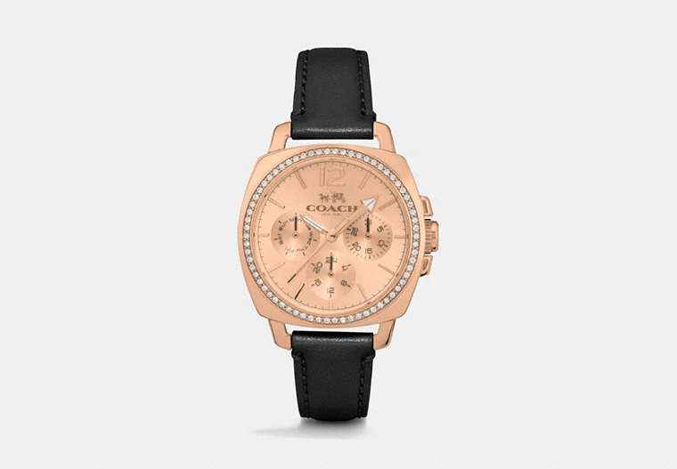 Boyfriend 34 Mm Rose Gold Plated Crystal Strap Watch