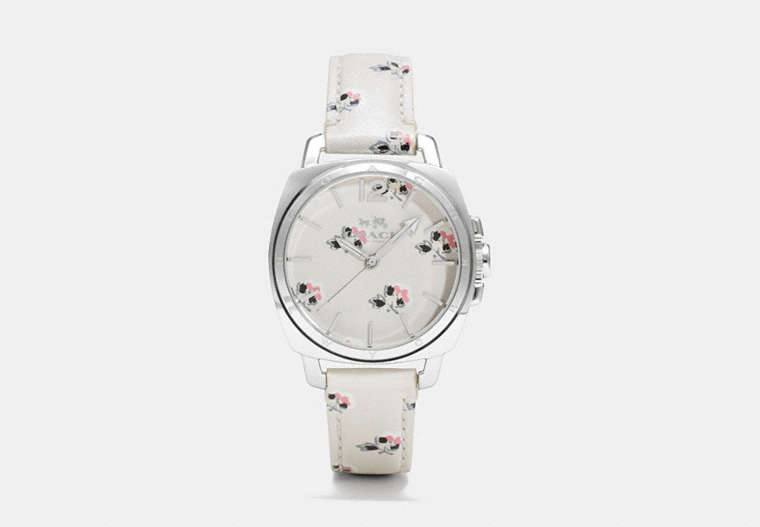 COACH®,BOYFRIEND 34MM STAINLESS STEEL STRAP WATCH,Leather,BRAMBLE ROSE,Front View
