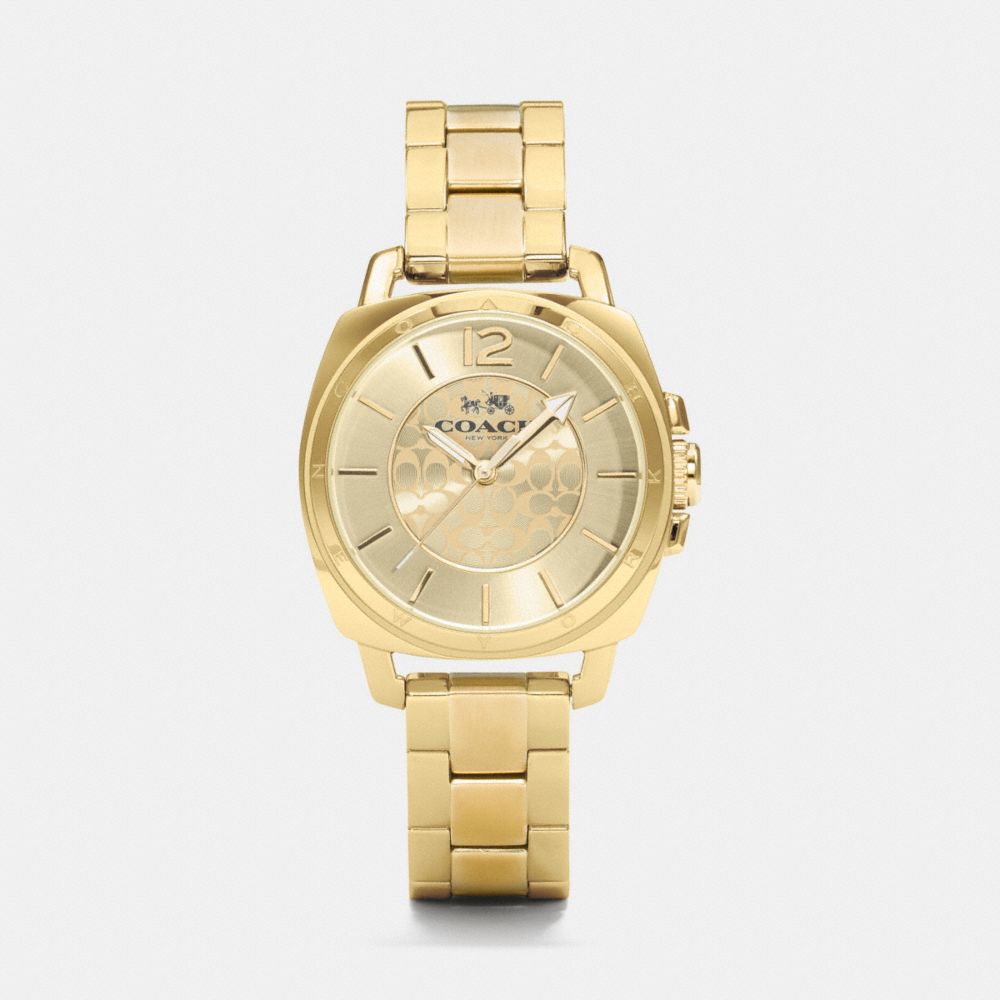 COACH®,BOYFRIEND SMALL GOLD PLATED BRACELET WATCH,Metal,Gold,Front View