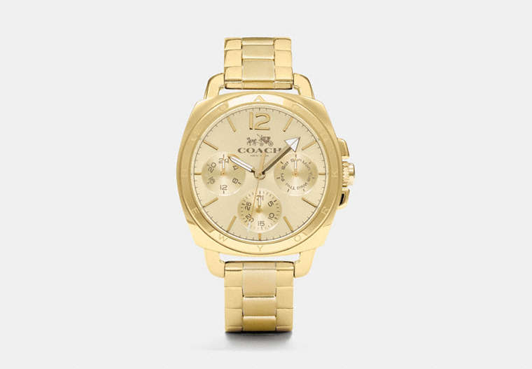 Boyfriend 38 Mm Gold Plated Multifunction Bracelet Watch