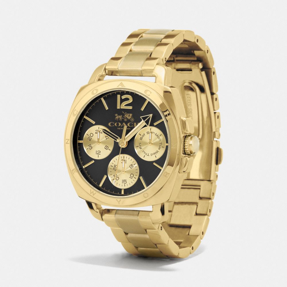 Boyfriend 38 Mm Gold Plated Multifunction Bracelet Watch