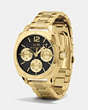 COACH®,BOYFRIEND 38MM GOLD PLATED MULTIFUNCTION BRACELET WATCH,Metal,GOLD/BLACK,Angle View
