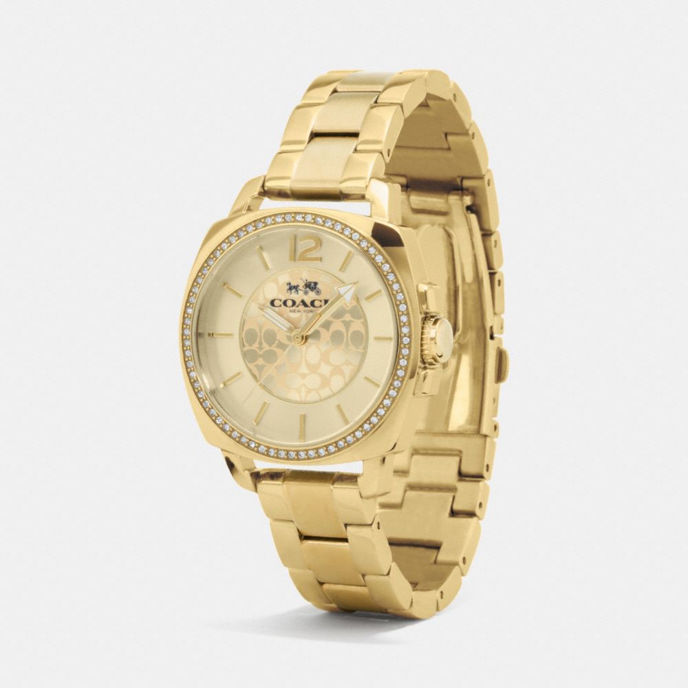 COACH Boyfriend 34 Mm Gold Plated Crystal Bracelet Watch