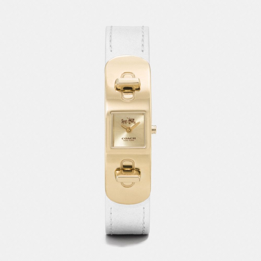 Coach Swagger Gold Plated Double Turnlock Strap Watch