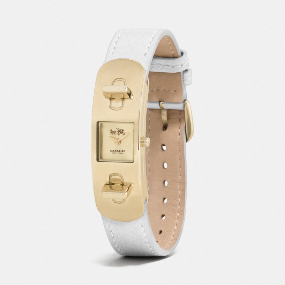 Coach Swagger Gold Plated Double Turnlock Strap Watch