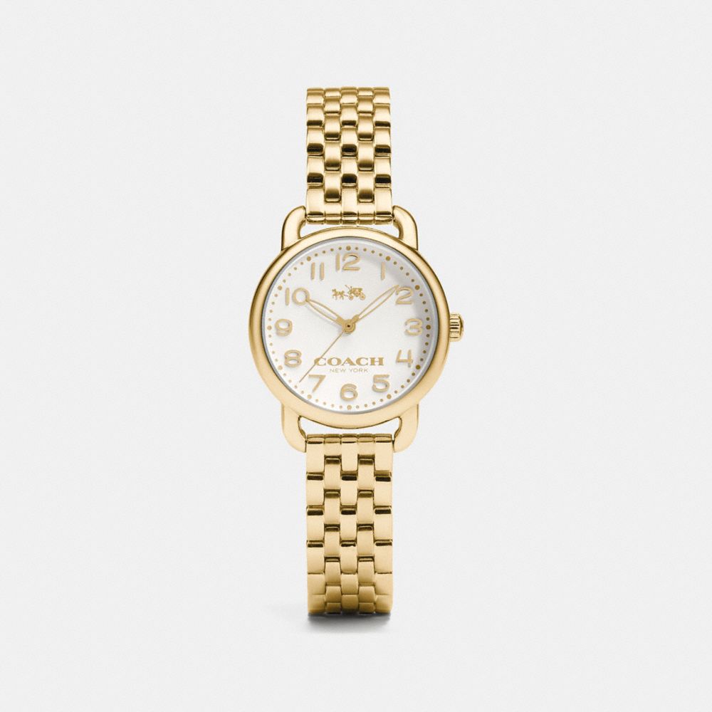 Delancey 28 Mm Gold Plated Bracelet Watch COACH