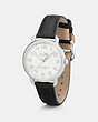 COACH®,DELANCEY 36MM STAINLESS STEEL LEATHER STRAP WATCH,Leather,Black,Angle View