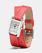COACH®,THOMPSON STAINLESS STEEL DOUBLE WRAP WATCH,Leather,ORANGE,Angle View