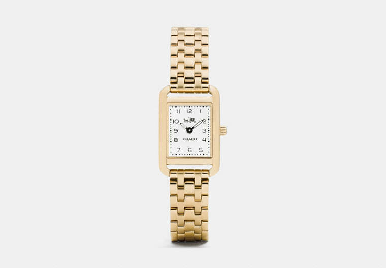 COACH®,THOMPSON GOLD PLATED BRACELET WATCH,Metal,Gold,Front View