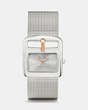 COACH®,BUCKLE STAINLESS STEEL MESH BRACELET WATCH,Metal,Stainless Steel,Front View