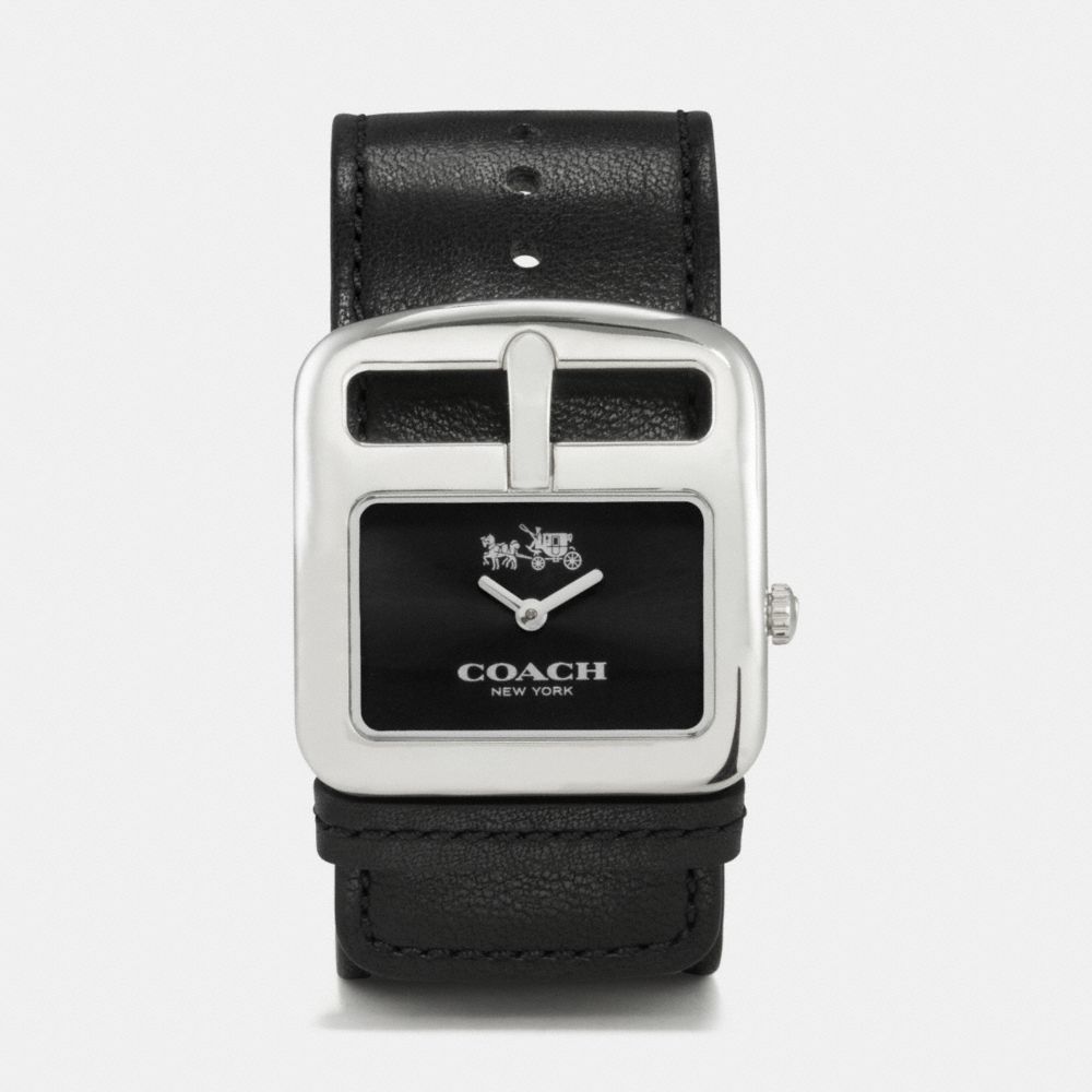 Buckle Stainless Steel Leather Strap Watch
